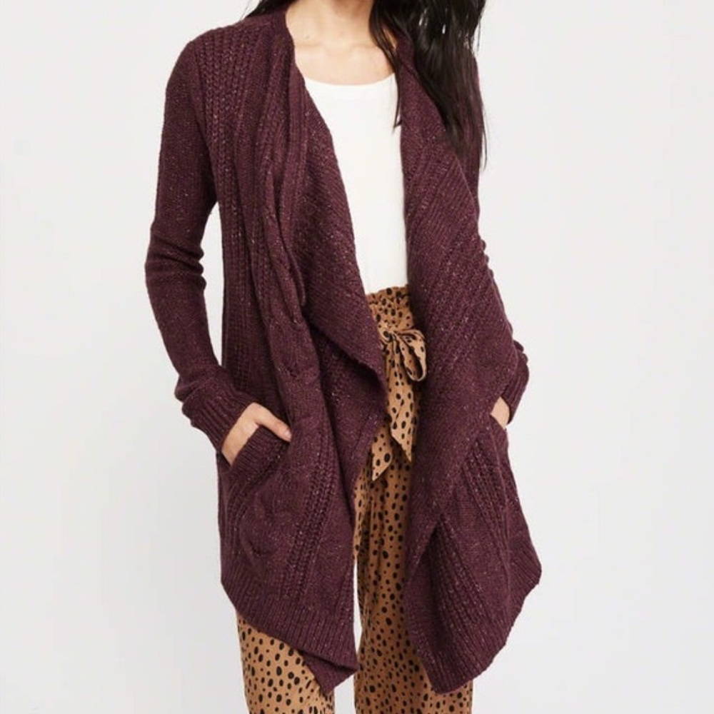 Aberctombie & Fitch, cowl neck wool cardigan an with pockets